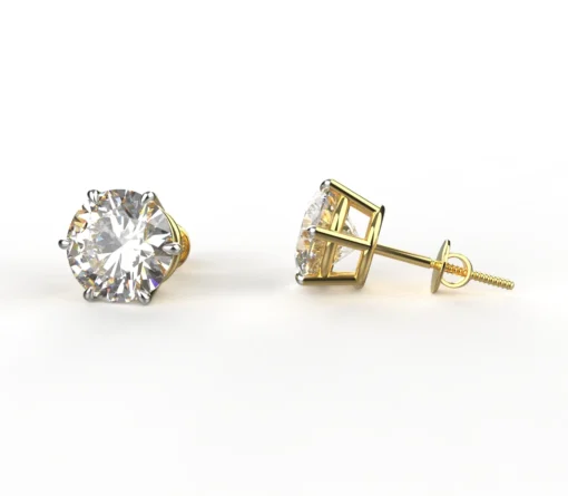 3.80 Carat Each Solitaire Stud Earrings