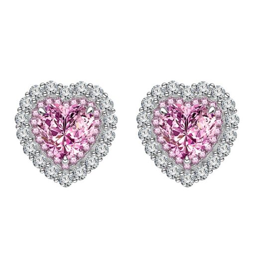 Pink Heart Studs Earrings