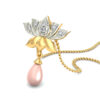 18k Gold Pearl Diamond Flower Pendant