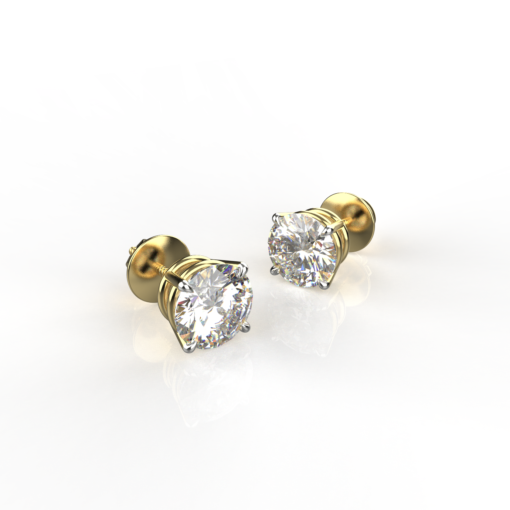 1 Carat Each Solitaire Stud Earrings