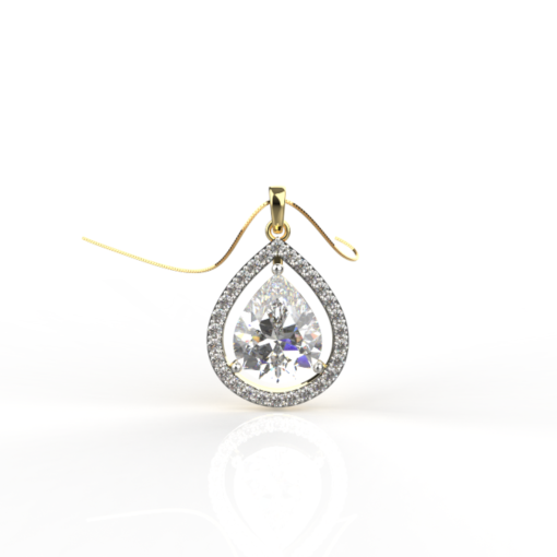 Pear Solitaire Halo Pendant