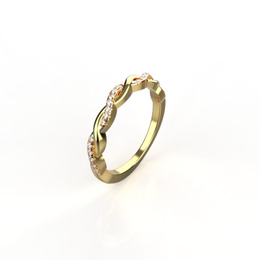 Gold Wavy Lab Grown Diamond Ring