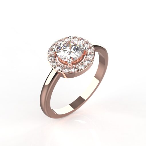 50 Cents Rose Gold Halo Solitaire Ring