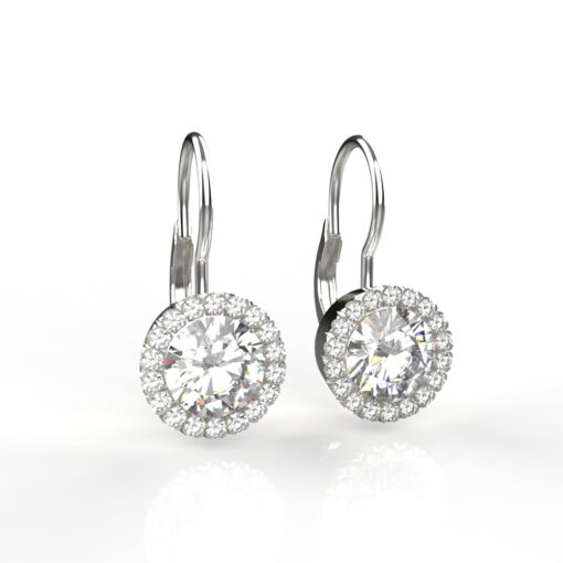 Sterling Silver 2 Carat Each Halo Drop Earring