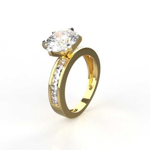 Avarta Jewellery Gold 2 Carat Solitaire and 50 cents Princess Lab Grown Diamond Ring